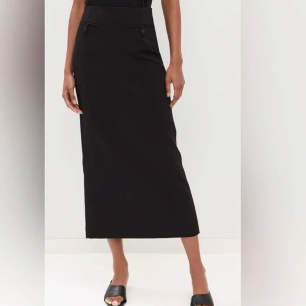 STAUD Smith Skirt Black Midi Column Pencil Skirt Size 6 - Picture 4 of 10